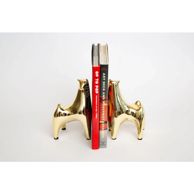 Vintage Norman Bleckner Stickered Brass Bull Bookends Pair Of For Sale - Image 4 of 12