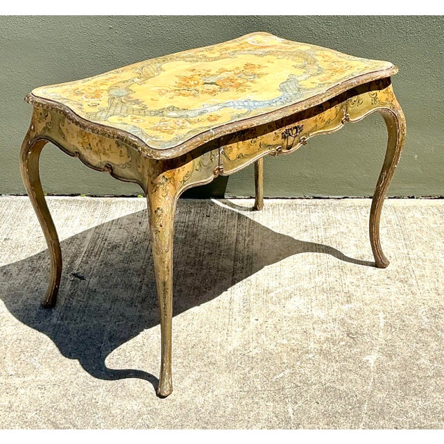 Vintage Italian Hand Painted Writing Desk For Sale In West Palm - Image 6 of 12