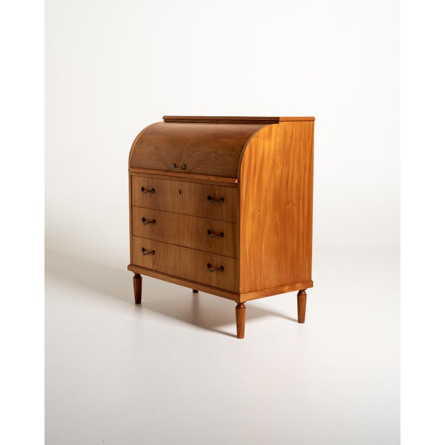 Vintage Scandinavian Elm Secretary, 1950s For Sale - Image 4 of 13