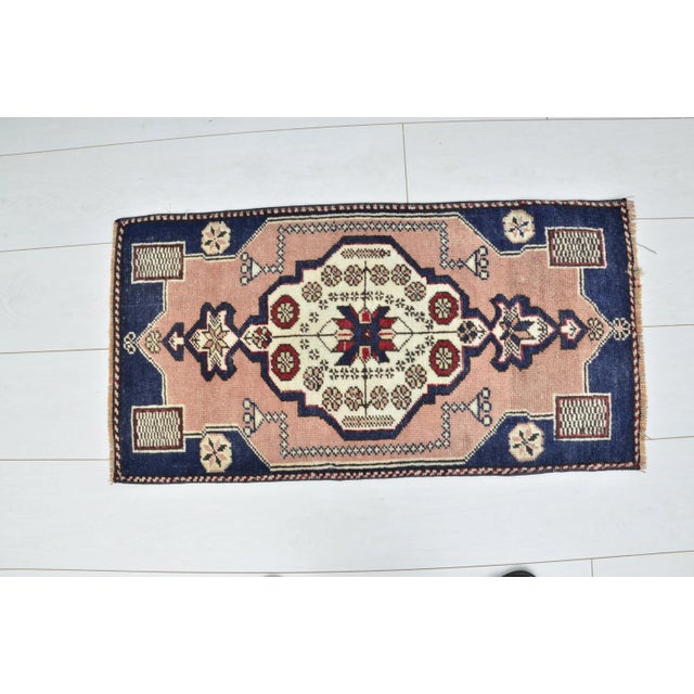 1960s Handmade wool and cotton rug in Turkish Anatolian Small Rug, Vintage Doormat Rug, Turkish Vintage Decorative Rug,...