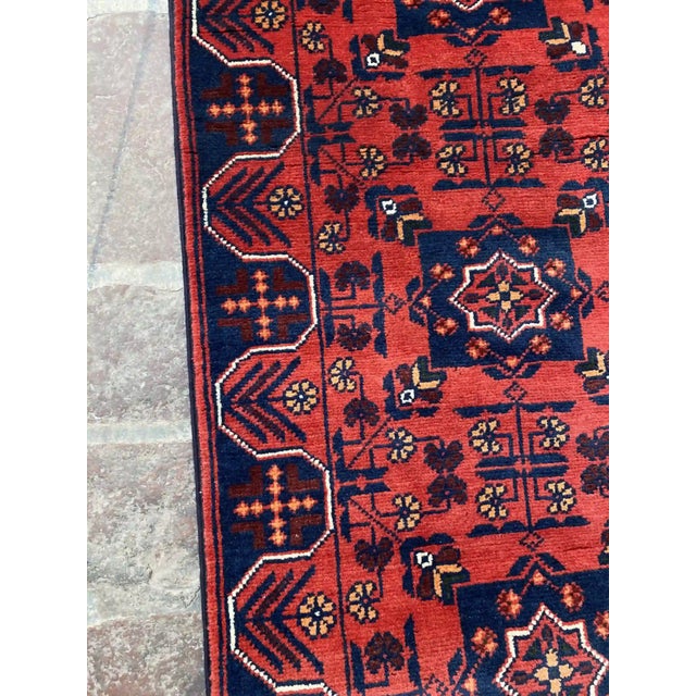 2020s Hand-Knotted Wool Khal Mohammadi Rug, Red and Navy Geometric Runner, 2' X 9.8' For Sale - Image 5 of 7