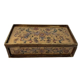 Vintage Robert M. Weiss Reverse Painted Glass & Wood Box For Sale