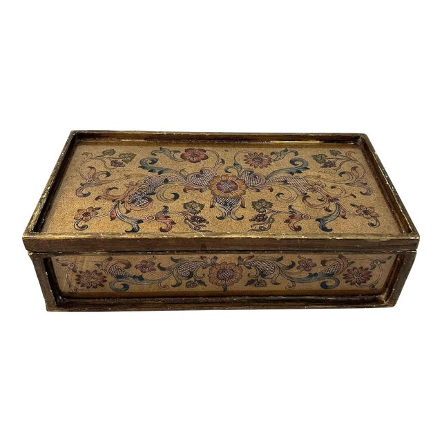 Vintage Robert M. Weiss Reverse Painted Glass & Wood Box For Sale