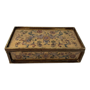 Vintage Robert M. Weiss Reverse Painted Glass & Wood Box