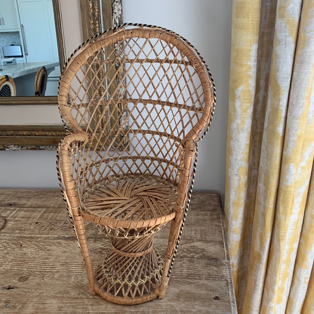 Miniature Rattan Wicker Peacock Chair Plant Stand Chairish