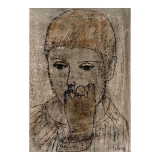 Mid-Century Portrait Painting For Sale