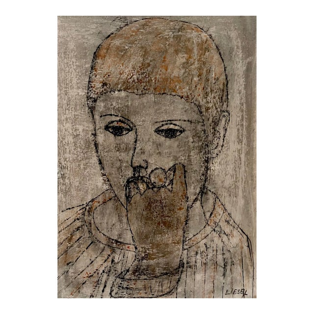 Mid-Century Portrait Painting For Sale