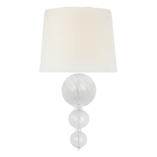 Julie Neill for Visual Comfort Signature Talia 18" Sconce in Clear Swirled Glass with Linen Shade For Sale
