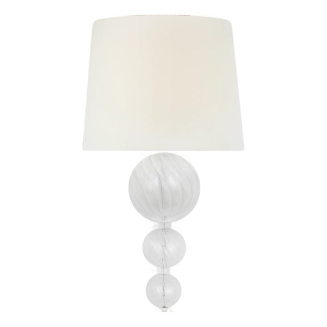 Julie Neill for Visual Comfort Signature Talia 18" Sconce in Clear Swirled Glass with Linen Shade For Sale
