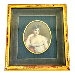 Antique Miniature Portrait Painting of Victorian Woman – Signed A. Corsi Lalli - Late 19th Century