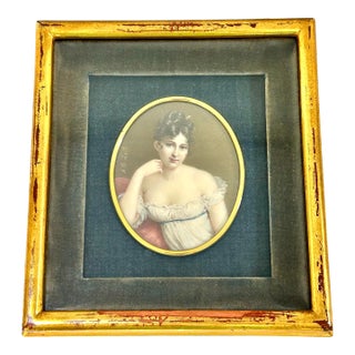 Antique Signed A. Corsi Lalli Miniature Portrait of a Woman, Gilt Frame For Sale