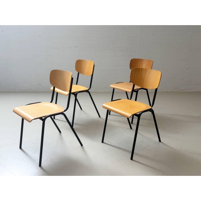 Stackable Studio Chair with Black Lacquered Steel Frame, 1990s For Sale - Image 12 of 17