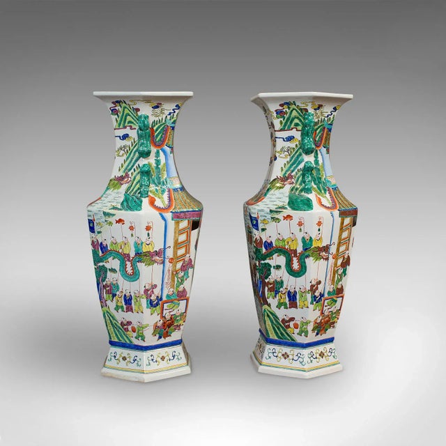 Ceramic 1900s Ceramic Oriental Urns - A Pair For Sale - Image 7 of 13