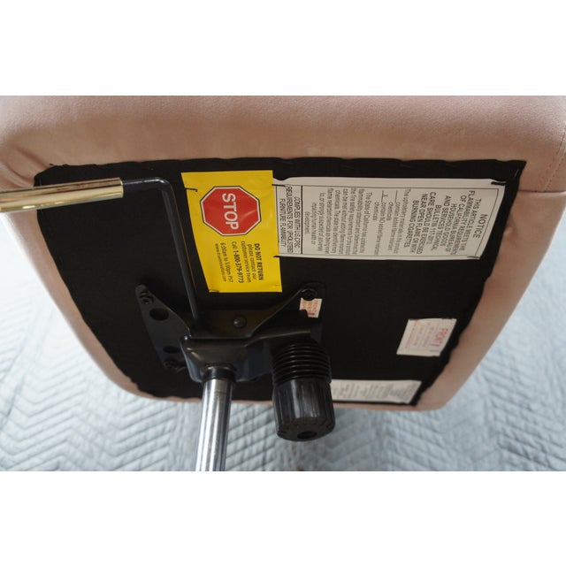 2 Lillian August Elyse Plush Pink Velvet Swivel Home Office Desk Arm Chairs For Sale - Image 11 of 13