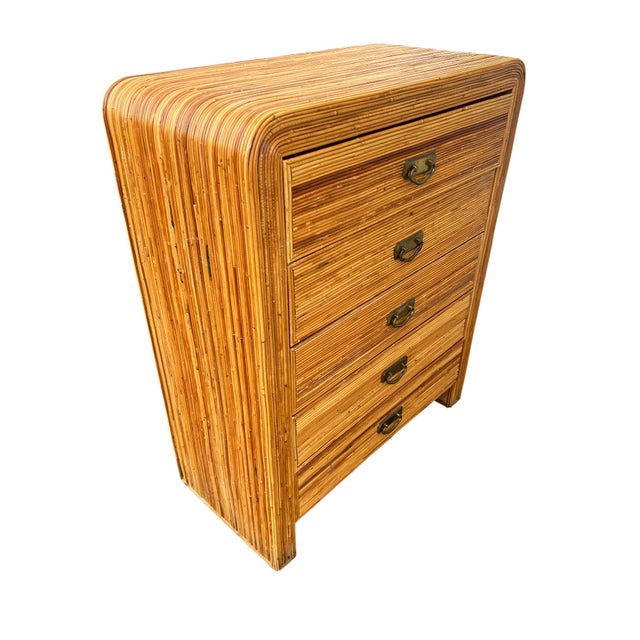 Mid 20th Century Pencil Reed Rattan Crespi Style High Chest Dresser For Sale - Image 14 of 18