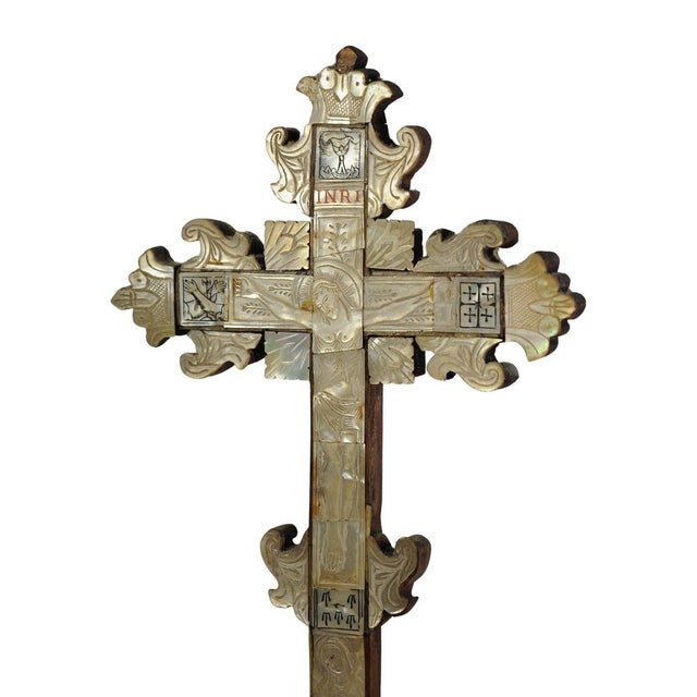 Brown 19th Century Olive Wood Crucifix Altar Cross For Sale - Image 8 of 15
