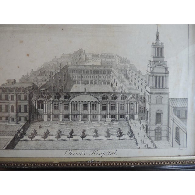 Antique 18th C. English George III Architectural Print in Hogarth Frame Christ's Hospital City of London For Sale - Image 4 of 10