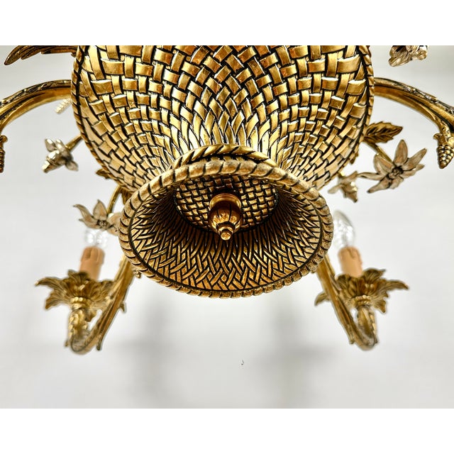 Vintage French Bronze Chandelier, 1960s For Sale - Image 9 of 11