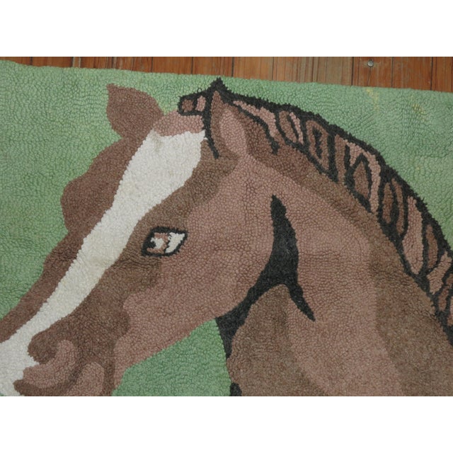 Mid 20th Century American Hooked Horse Rug For Sale - Image 5 of 6