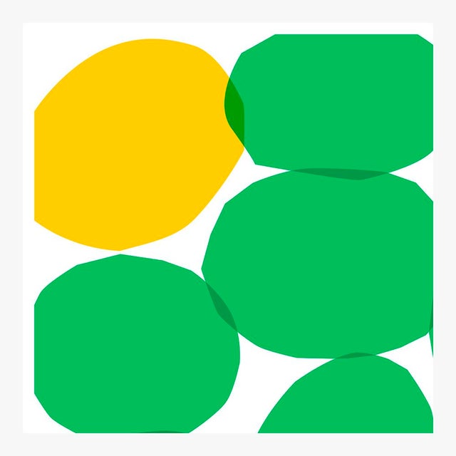 11 Green Ovals, One Yellow Fine Art Print 38 1/2" X 51" by Liz Roache For Sale - Image 4 of 6