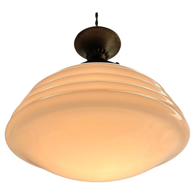 Art Nouveau Opaline Ceiling Lamp, 1930s For Sale - Image 10 of 16
