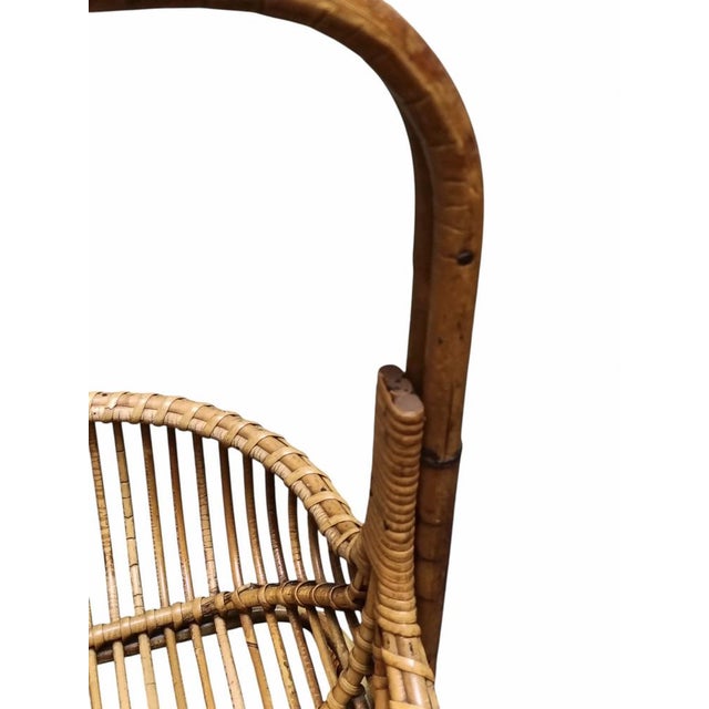 Rattan Basket Magazine Rack, Italy, 1960s For Sale - Image 4 of 9
