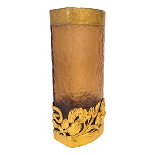 Art Nouveau Glass and Ormolu Vase by Victor Saglier, France, 1890 For Sale