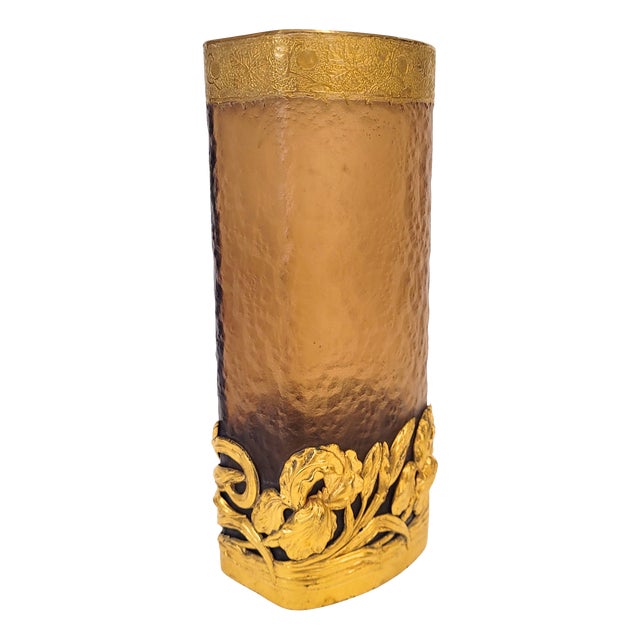 Art Nouveau Glass and Ormolu Vase by Victor Saglier, France, 1890 For Sale