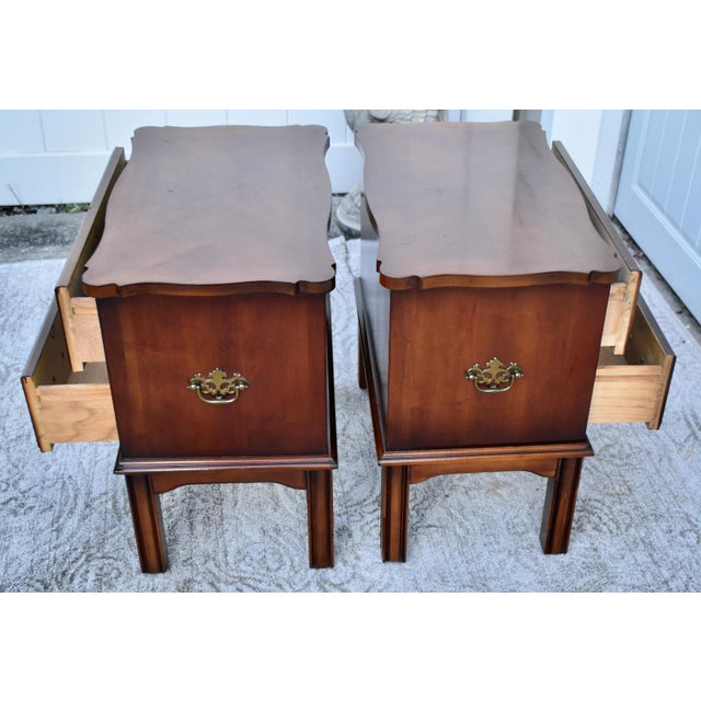 Brown Vintage Lane Pair of Diminutive Chippendale Style Mahogany Two Drawer Chest of Drawers For Sale - Image 8 of 11