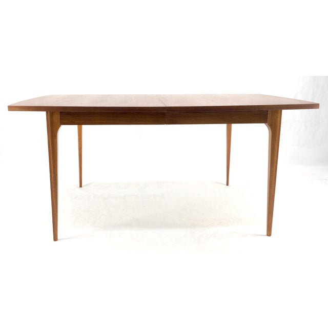 Tapered Legs Walnut 3 Leaves Danish Mid Century 66" Long Dining Table MINT! For Sale - Image 12 of 13