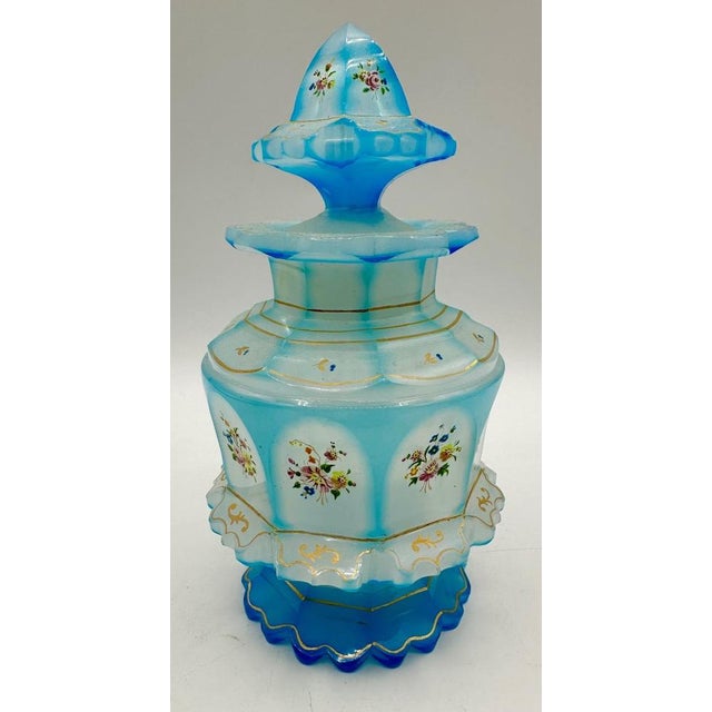 Antique Opaline Glass Perfume Bottle with Double Lid For Sale - Image 7 of 13