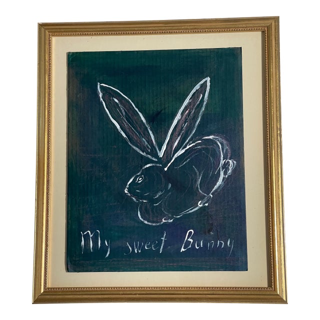 1970s Abstract Rabbit Dketch From Moon Rabbits Series by Elia Framed For Sale