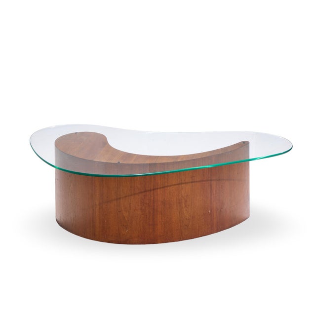 Vladimir Kagan Mid Century Apostrophe Comma Walnut and Glass Coffee Table For Sale In Chicago - Image 6 of 9