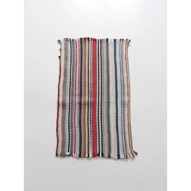 Brick Red Vintage Striped Rag Rug For Sale - Image 8 of 9