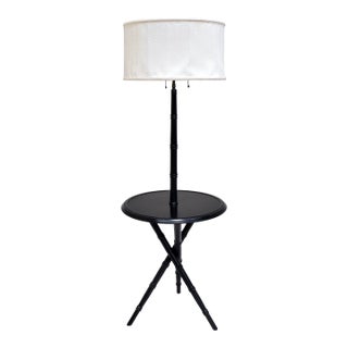 Faux Bamboo Chinoiserie End Table Floor Lamp For Sale