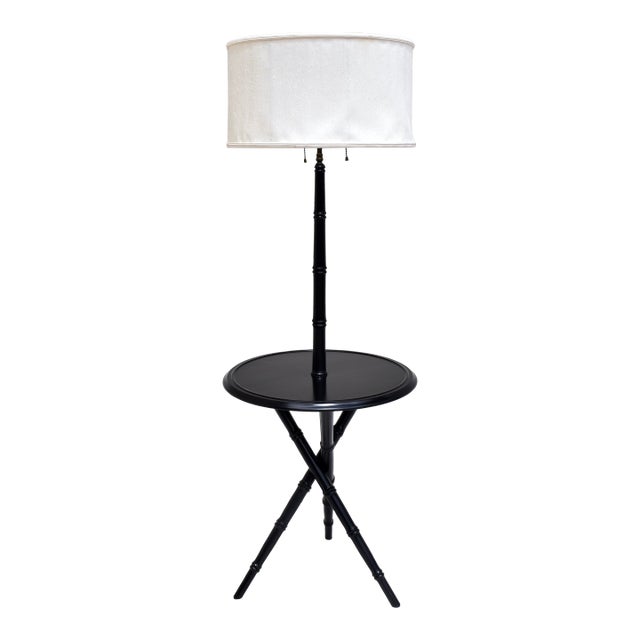 Faux Bamboo Chinoiserie End Table Floor Lamp For Sale