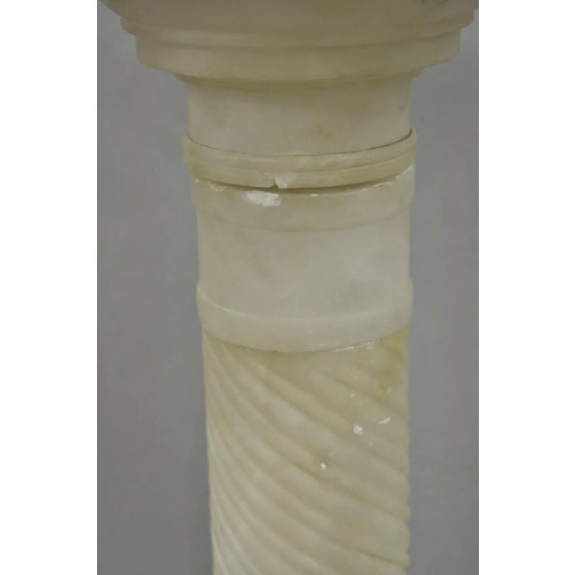 Antique Italian Neoclassical Carved Alabaster Spiral Column Narrow Pedestal For Sale - Image 9 of 12