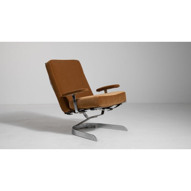 1960-1969 Germany Warm Tan Leather Chrome-Frame Swivel Chair For Sale - Image 11 of 11