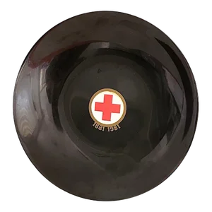 1980s Couroc of Monterey Red Cross 100th Anniversary Commemorative Plate Hand Inlaid