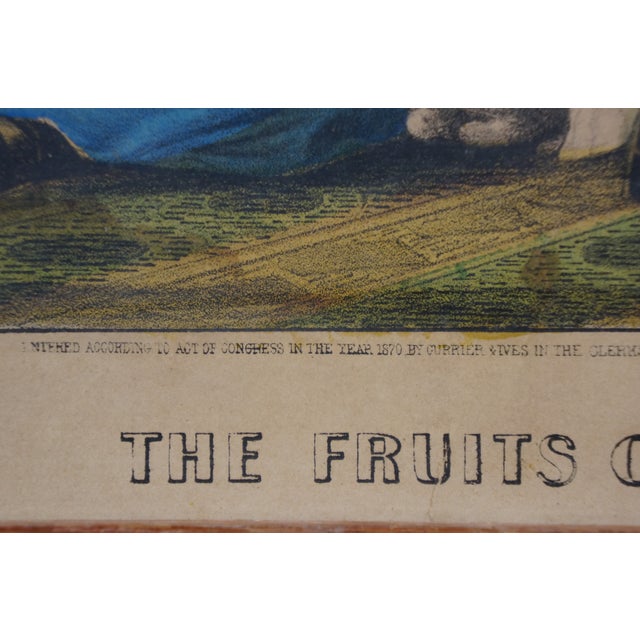Antique 1870 Fruits of Temperance Currier & Ives Hand Colored Lithograph Print For Sale - Image 10 of 16