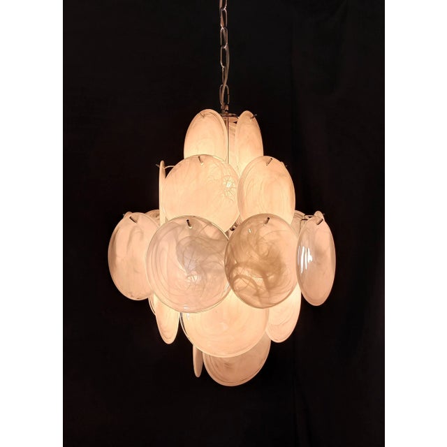 Vintage Murano Alabaster Disc Chandelier, 1968 For Sale - Image 4 of 15