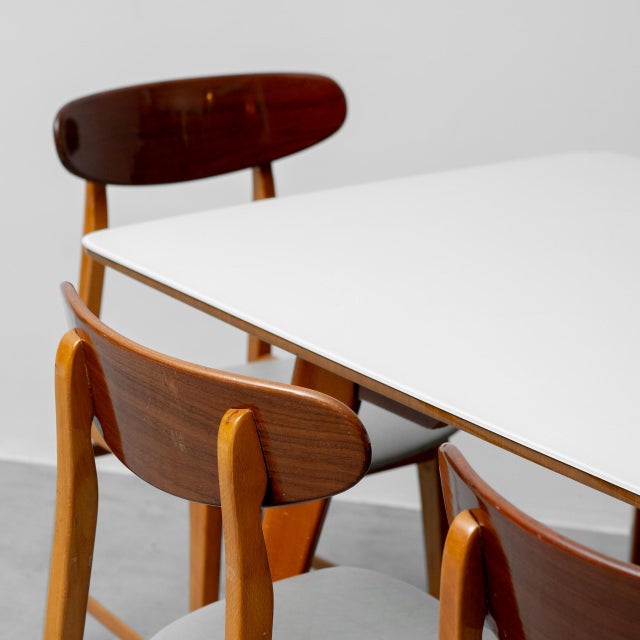 Rectangular Dining Table and Chairs in Wood, 1960s, Set of 7 For Sale - Image 3 of 15