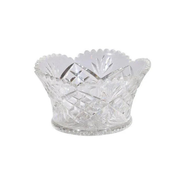 Circa 1900 English Cut Crystal Bowl with Scalloped Top & Diamond Motifs For Sale - Image 12 of 12
