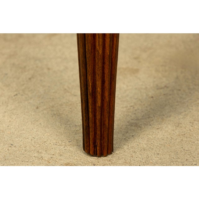 1930s Set of Six French Art Deco Carved Maple & Cane Dining Chairs For Sale - Image 10 of 18