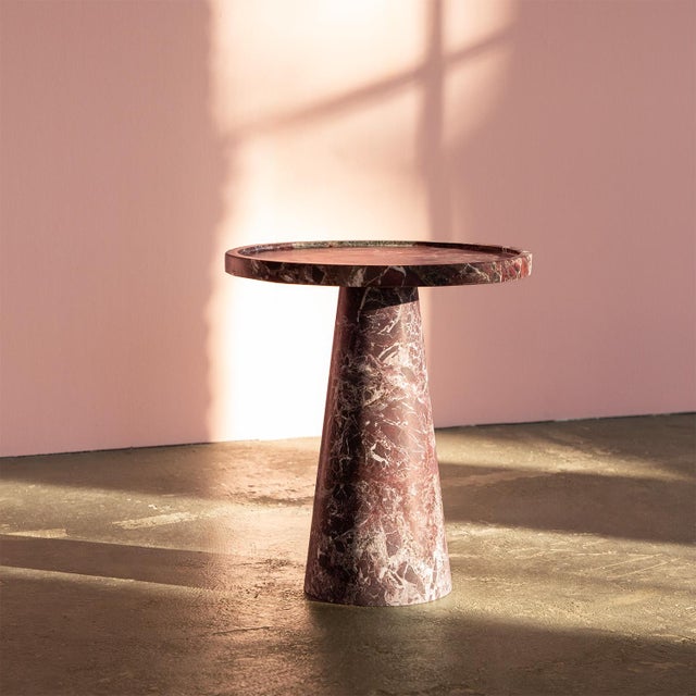 Rosso Levanto Marble Cone Side Table by Kiwano Concept For Sale - Image 4 of 8