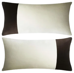 Double Rectangle White and Black Velvet Pillow from LO Decor