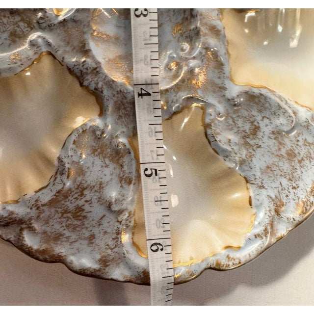 Early 20th Century Set of Five Antique French Limoges Oyster Plates With Gold Fleck Glaze For Sale In Philadelphia - Image 6 of 8