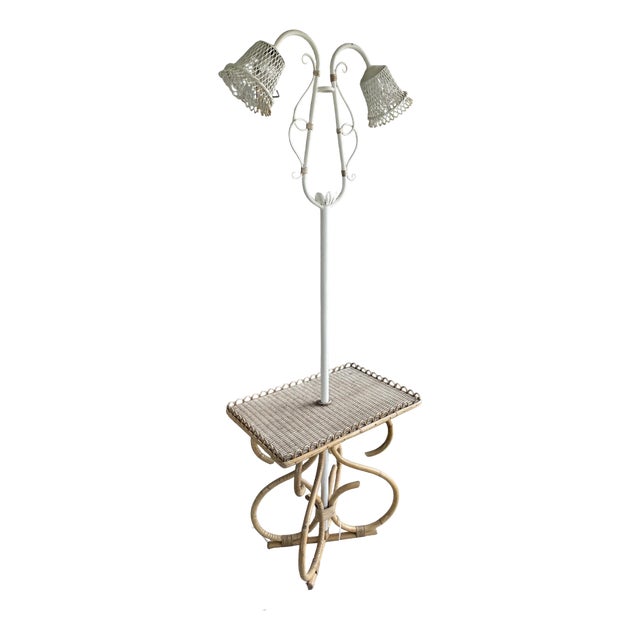 Wicker & Bamboo Table For Sale