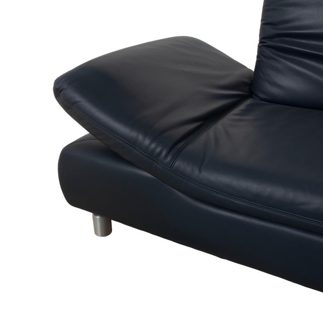 Blue Blue Leather Rivoli Two-Seater Sofa with Manual Function from Koinor For Sale - Image 8 of 18