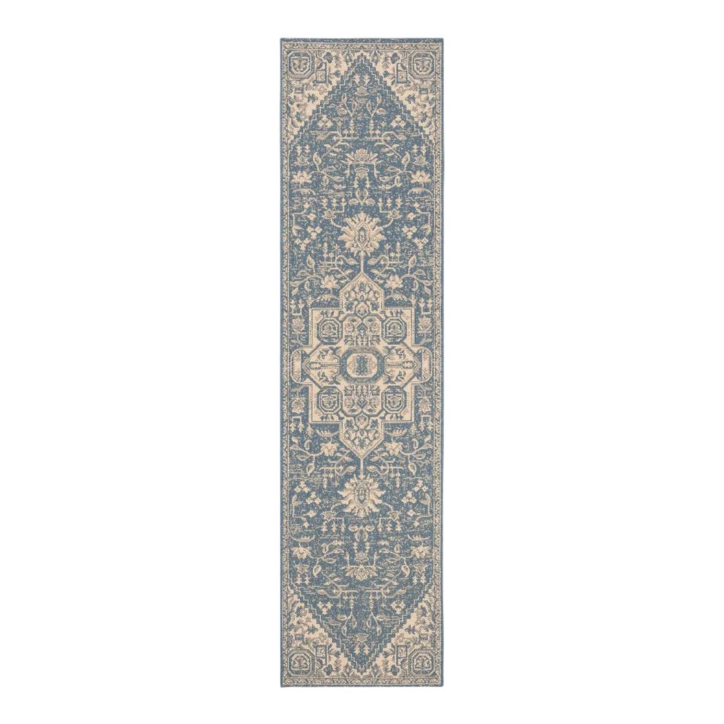 Surfside Indoor Outdoor Rug Cream & Blue 2'x8' | Chairish